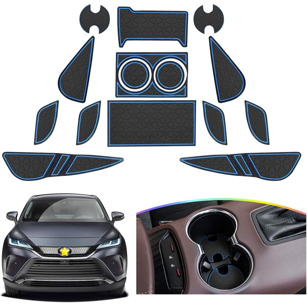 Door Slot Mats for 2021-2024 Toyota Venza Cup Holder Console Liners Blue